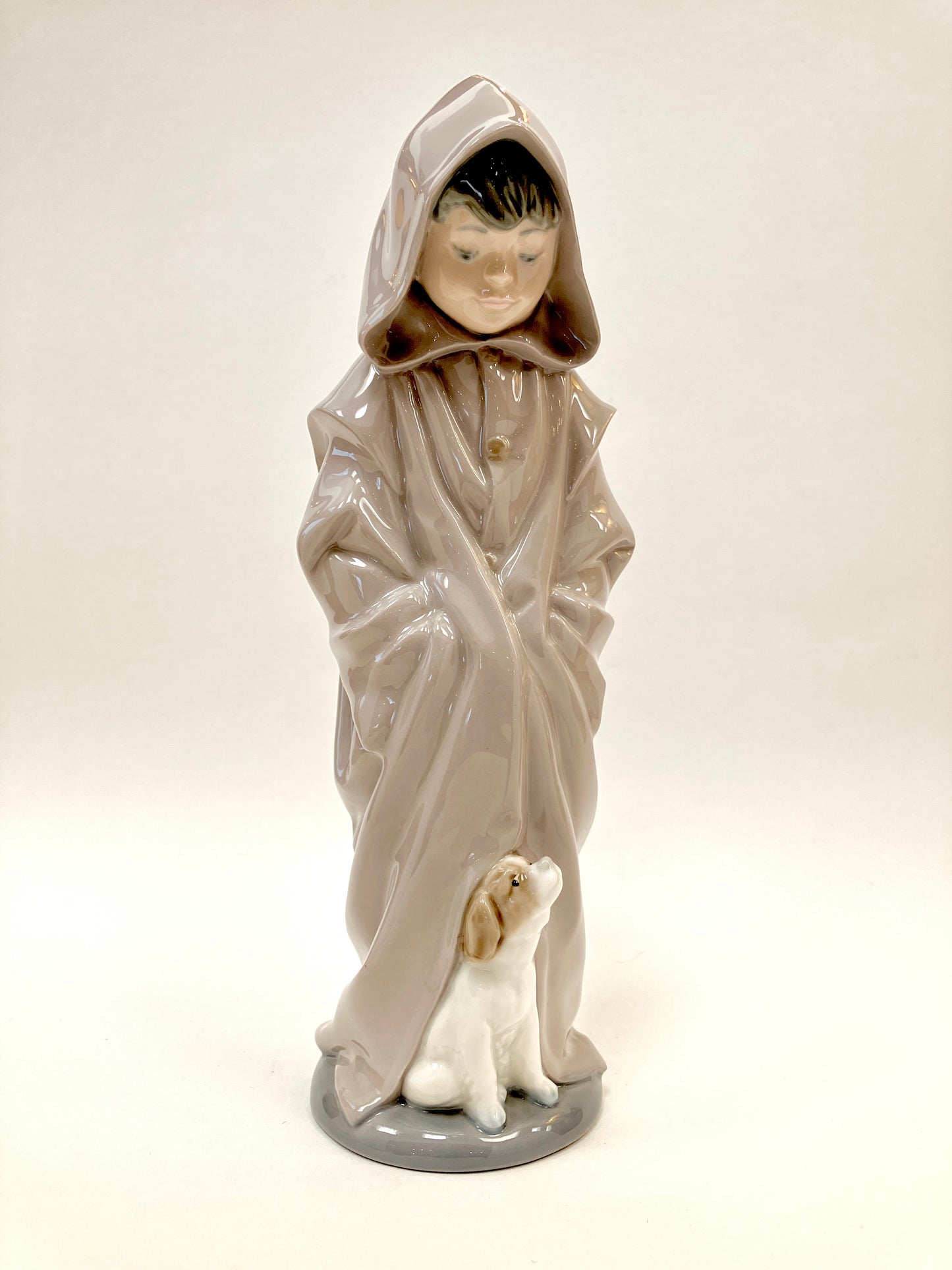 NAO, Lladro, hooded and Cloaked Boy with Dog, Porcelain, Figurine