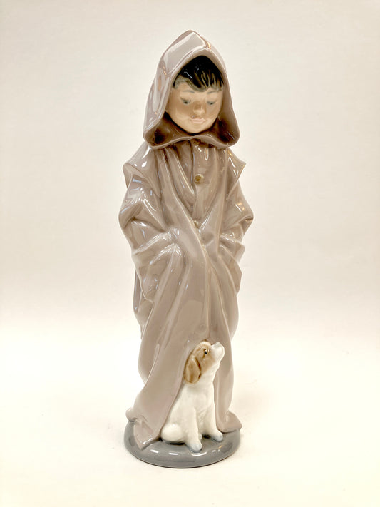 NAO, Lladro, hooded and Cloaked Boy with Dog, Porcelain, Figurine