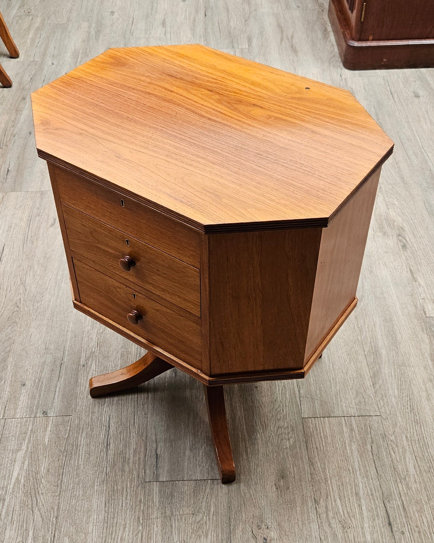 Sewing cabinet, large, octagonal, American Empire