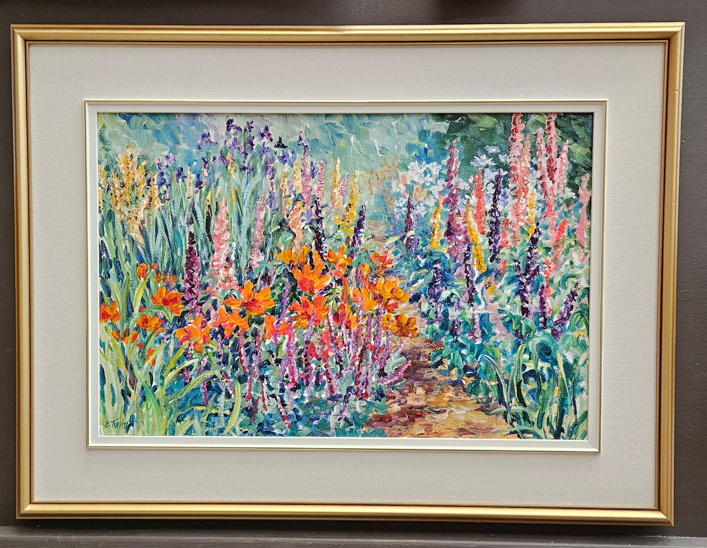 Elaine Tweedy painting on canvas, framed