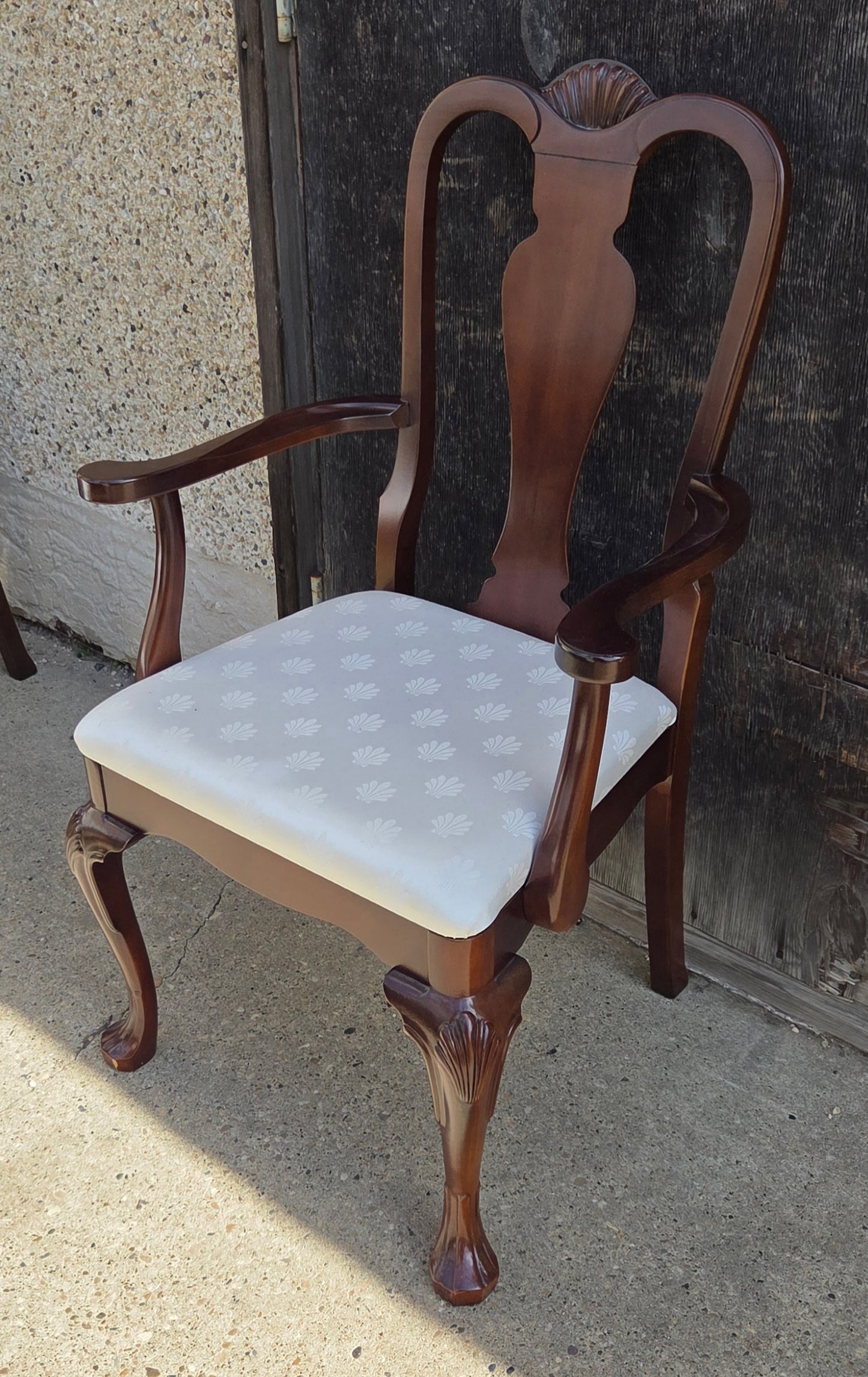 Strathroy dining table with 3 leaves, 8 chairs