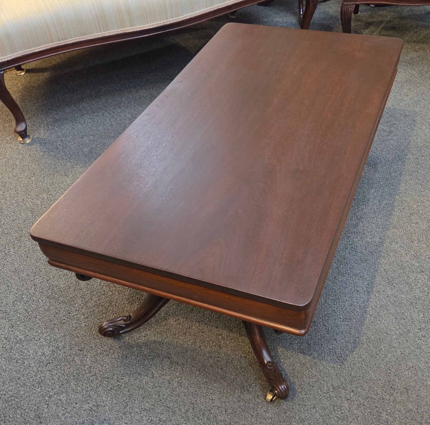 Antique walnut testle coffee table, refinished