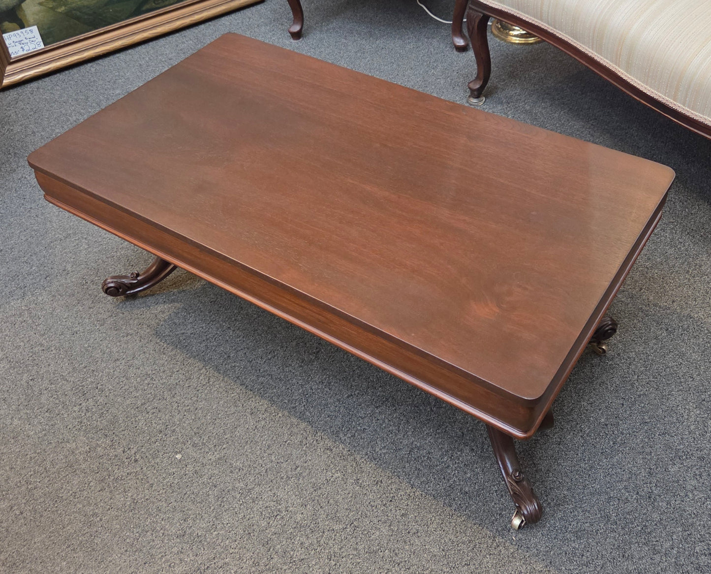 Antique walnut testle coffee table, refinished