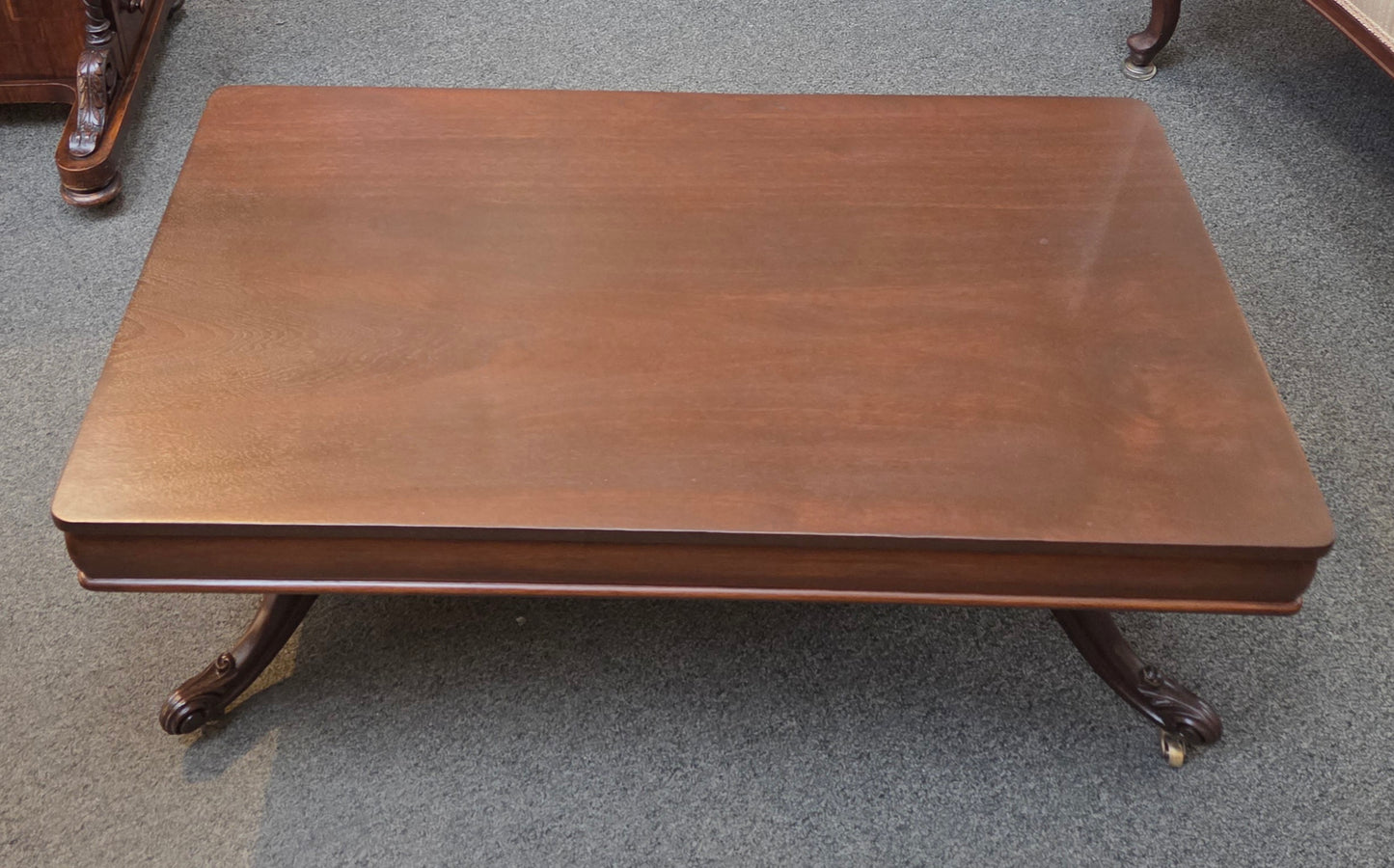 Antique walnut testle coffee table, refinished