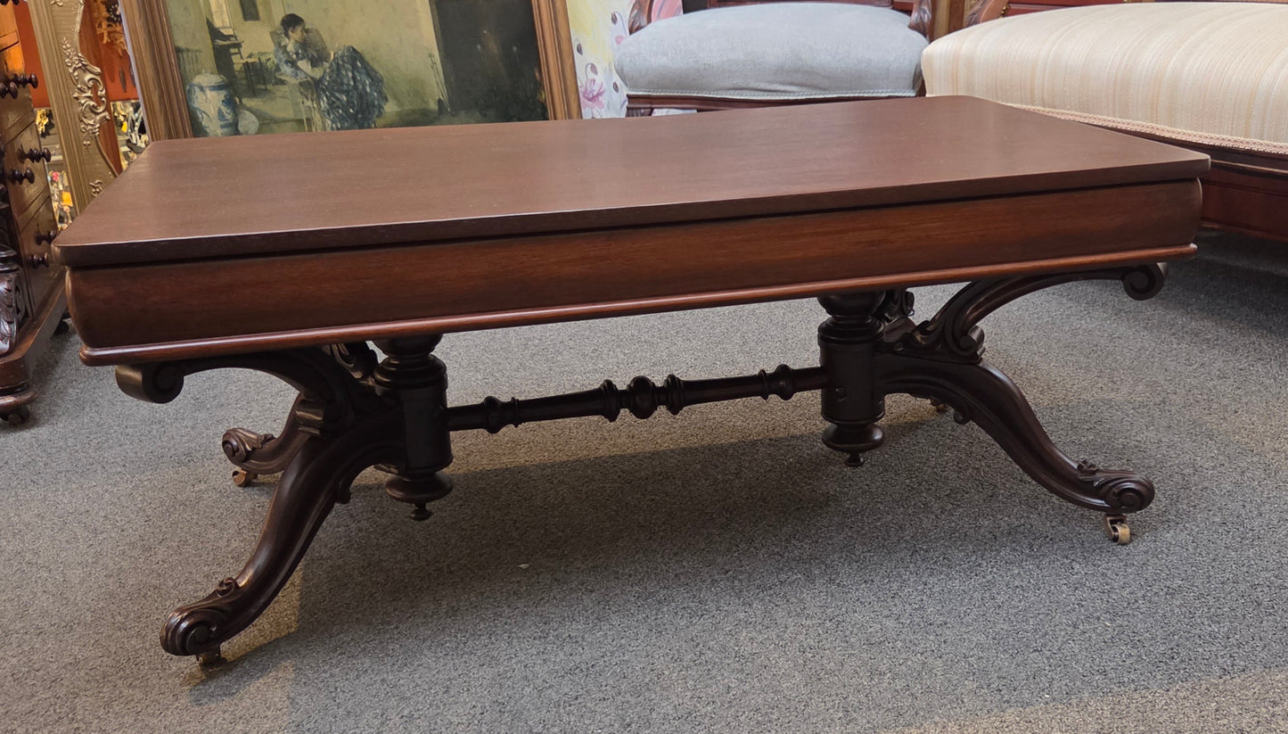 Antique walnut testle coffee table, refinished