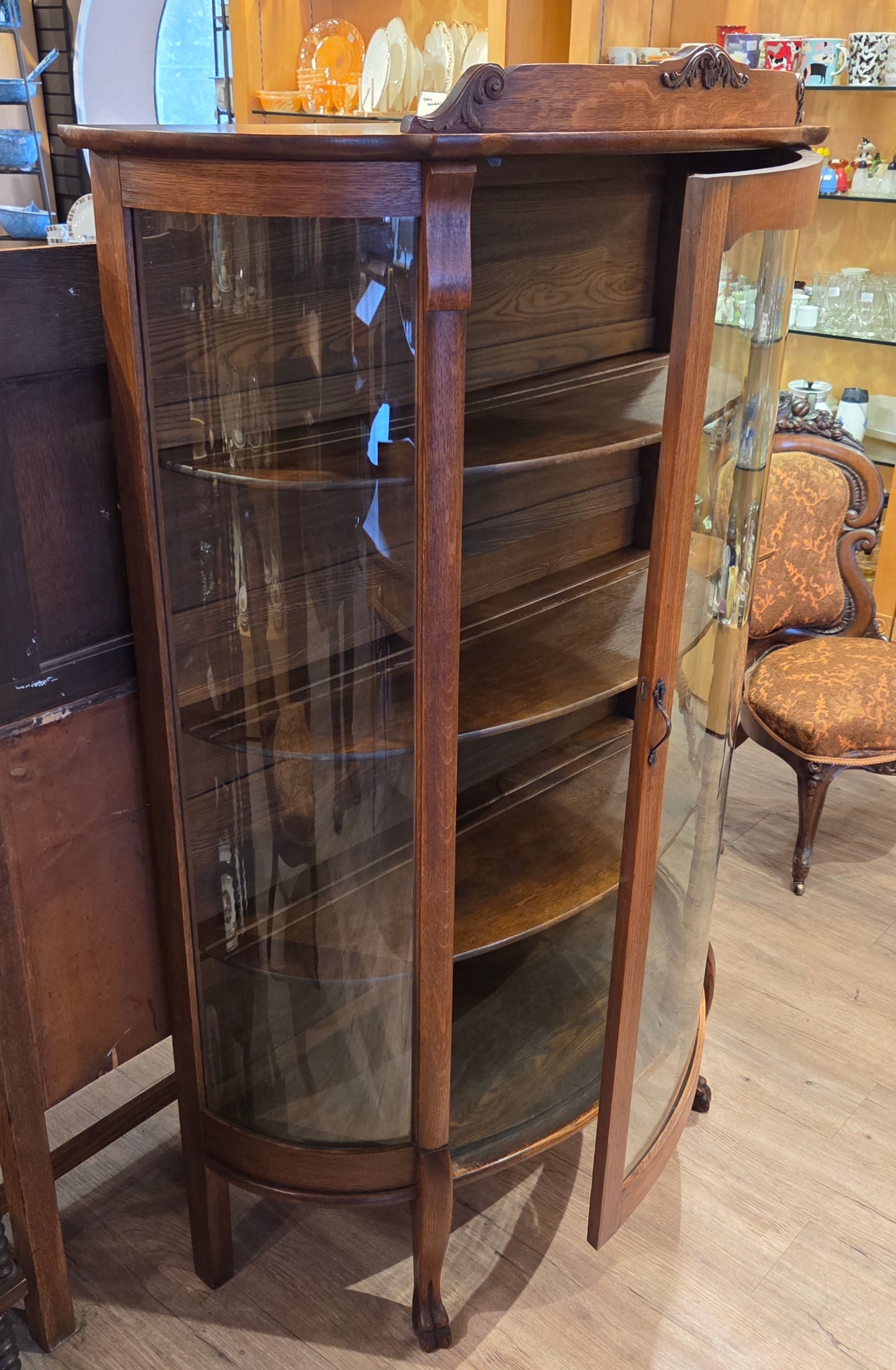 Rounded glass display cabinet, Victorian