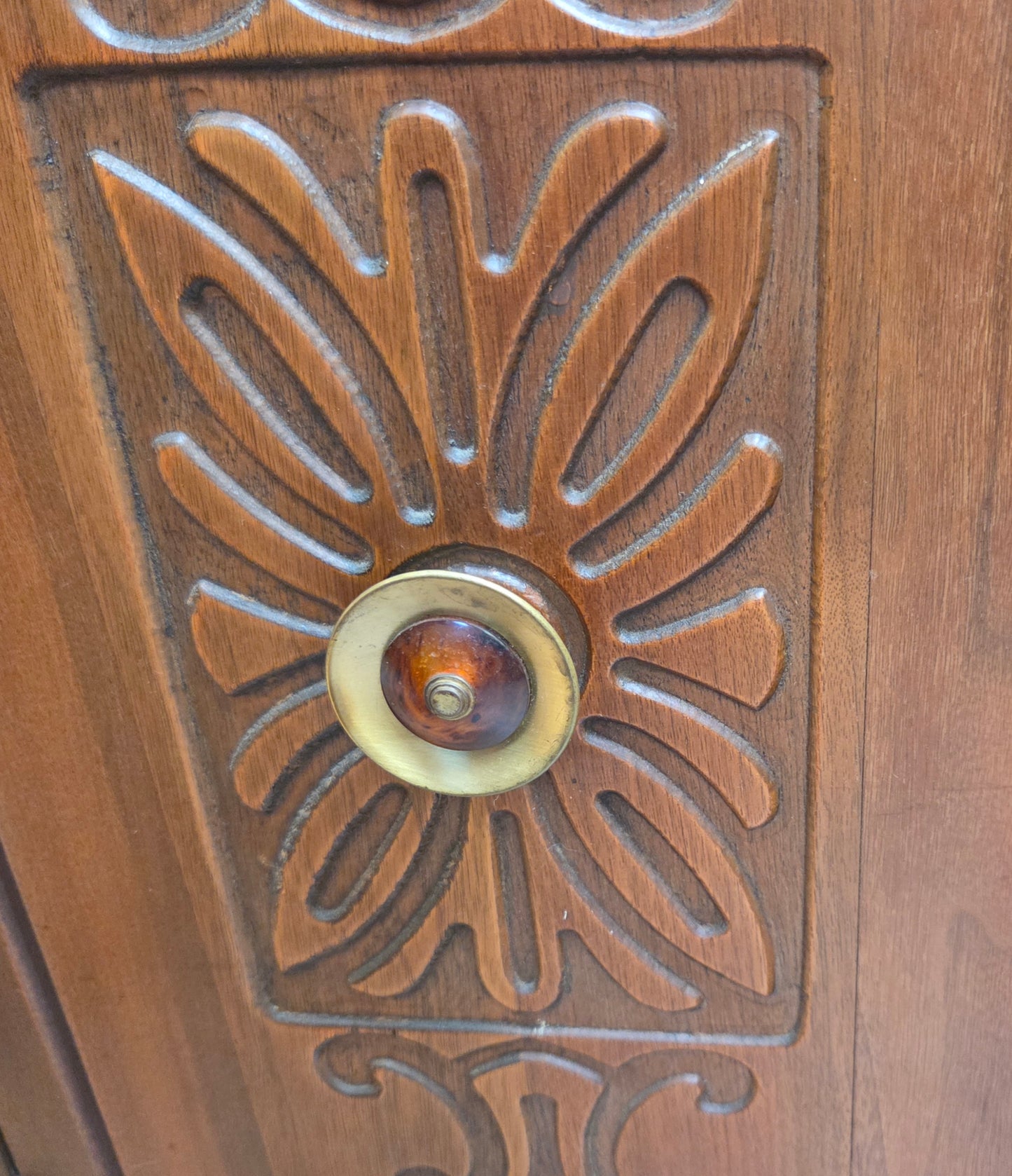 Walnut sideboard, bakelite handles
