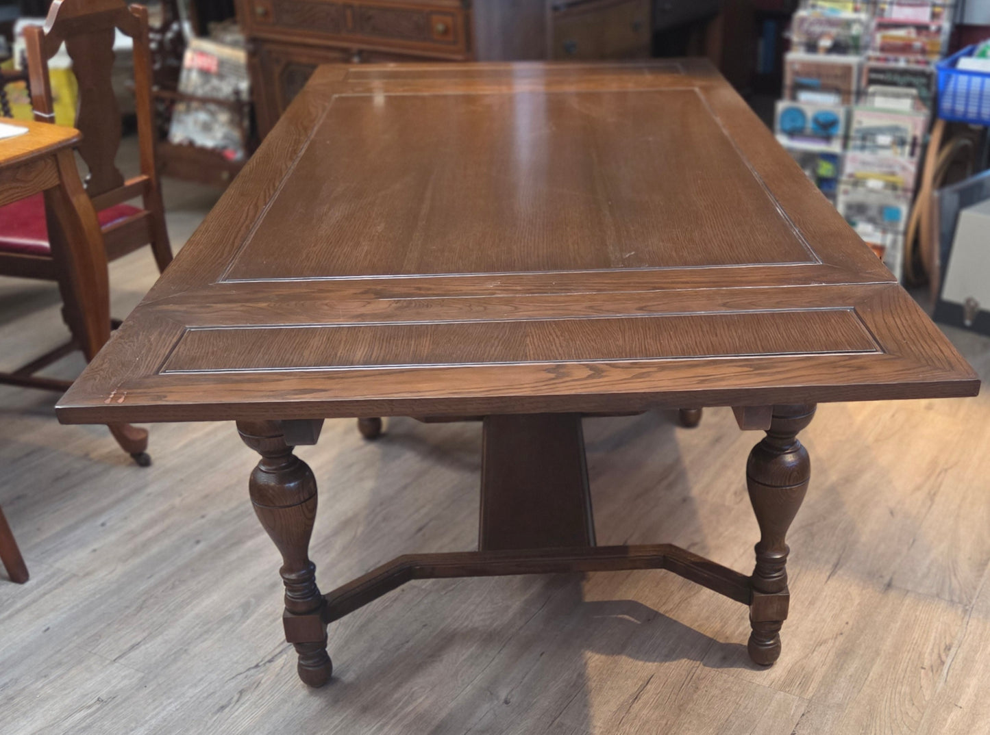 Oak draw-leaf dining table