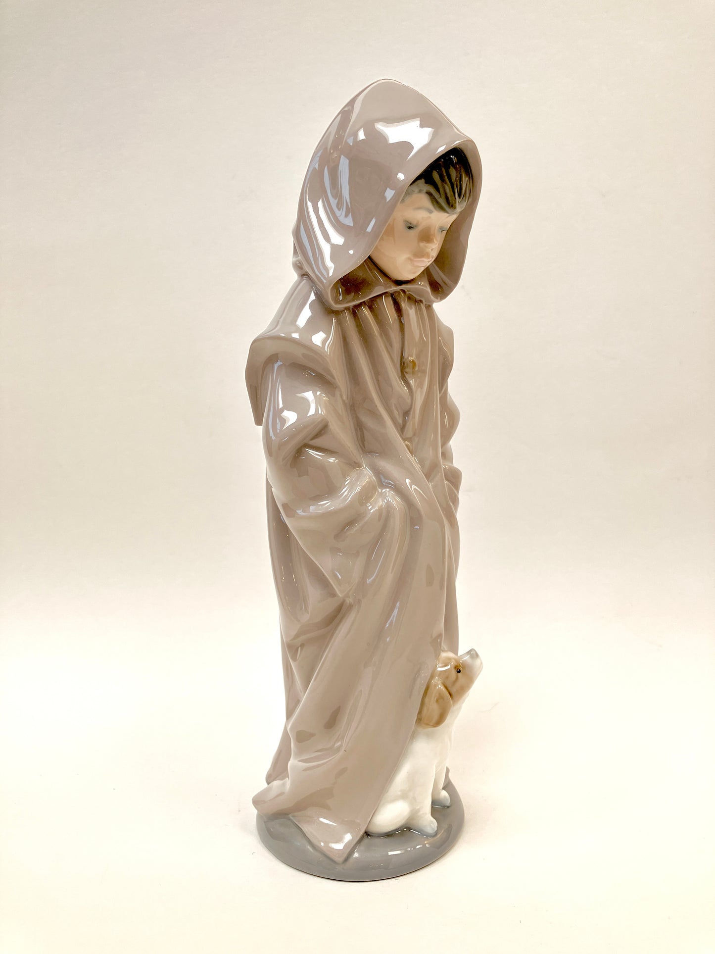 NAO, Lladro, hooded and Cloaked Boy with Dog, Porcelain, Figurine
