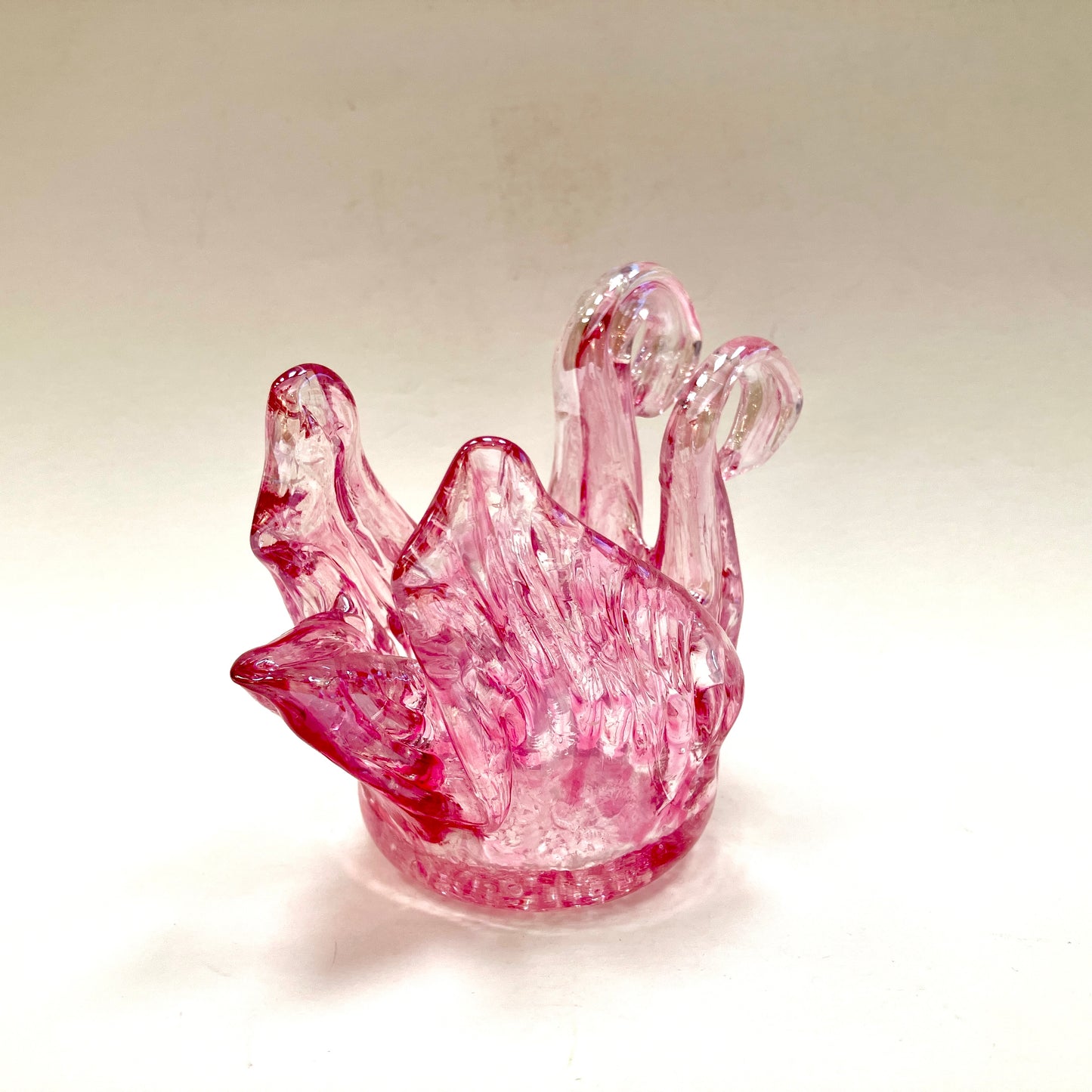 Pink, Two headed Swan, Vintage, Chantili, Chalet, Art Glass, Glass, Figurine, Figural bowl