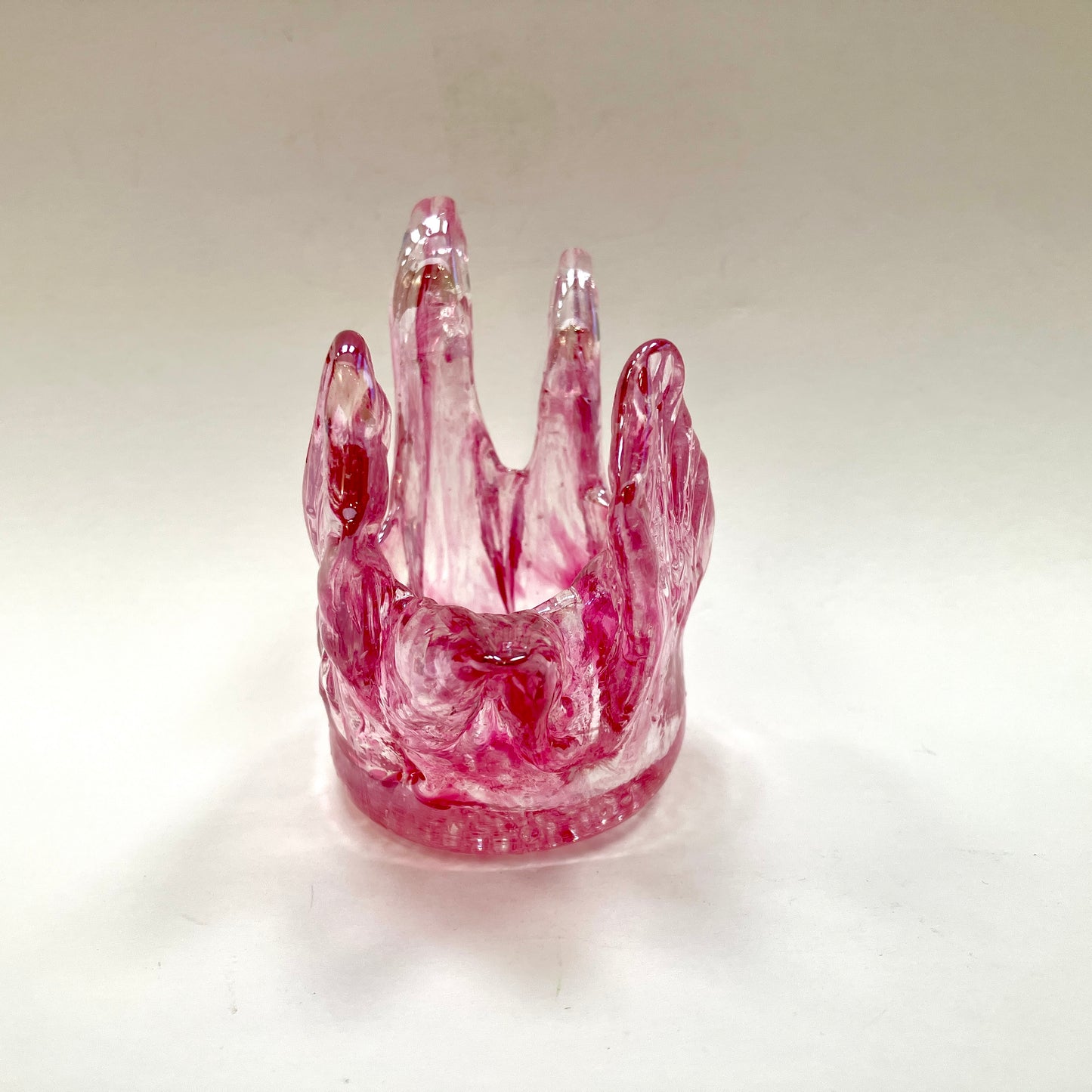 Pink, Two headed Swan, Vintage, Chantili, Chalet, Art Glass, Glass, Figurine, Figural bowl