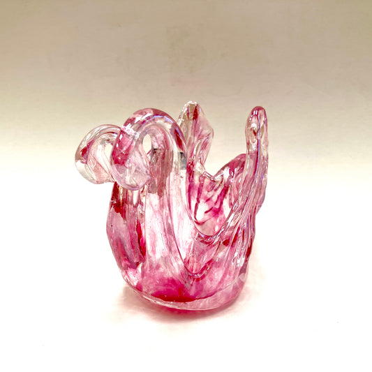 Pink, Two headed Swan, Vintage, Chantili, Chalet, Art Glass, Glass, Figurine, Figural bowl