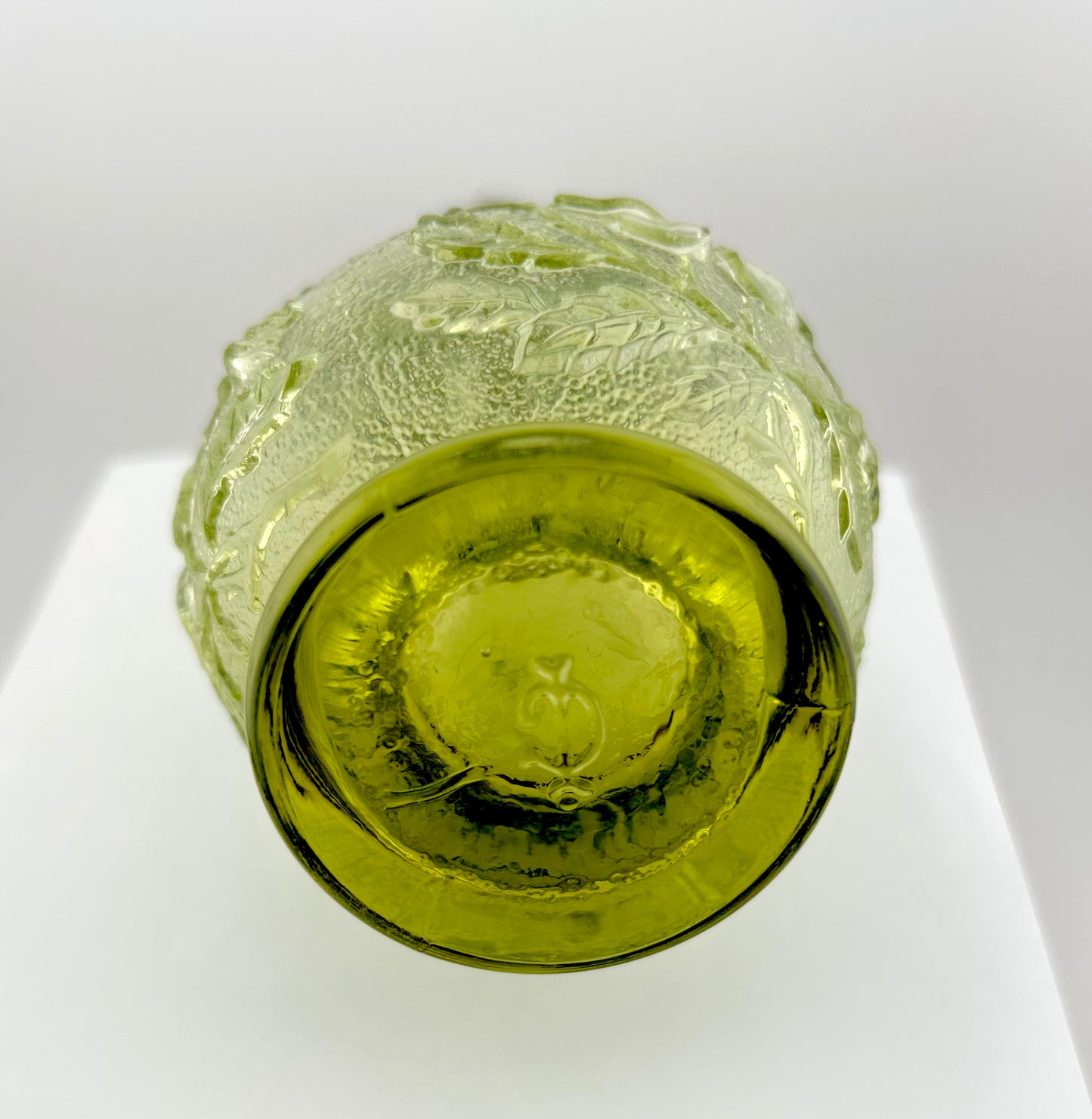 Olive Green, Imperial Glass, Bud Vase, Open Rose, Vintage
