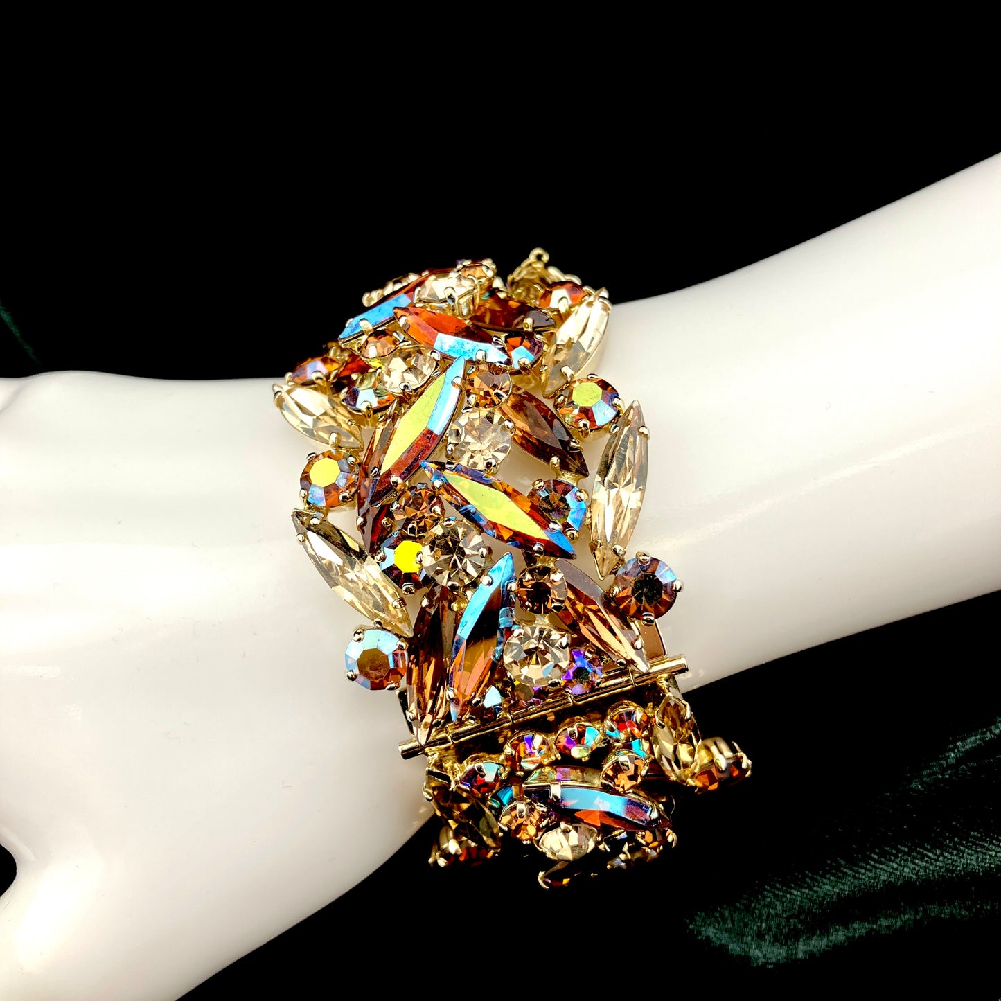 SHERMAN, Jewellery, Bracelet, Cuff, Hinged, Rhinestone, Vintage