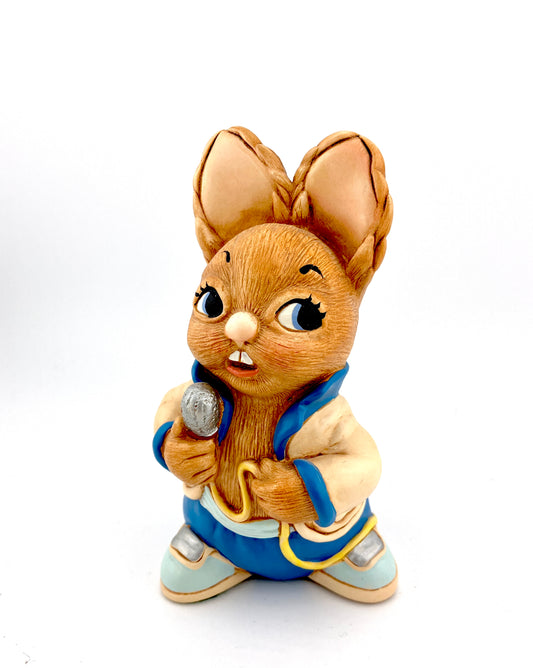 Pendelfin, Mike, Microphone, Blue Cuffs, England, Vintage,  Figurine, Figurines, Rabbit, Bunny, Stonecraft, Collectible