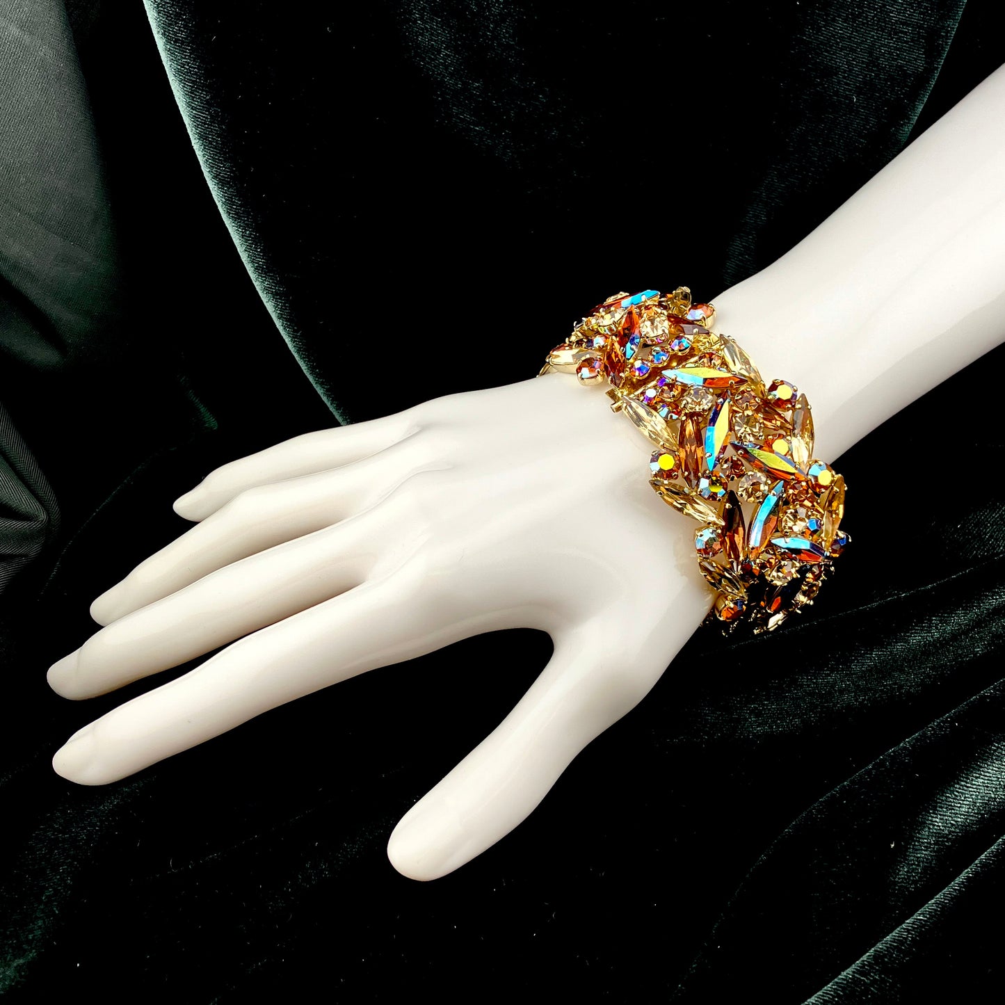 SHERMAN, Jewellery, Bracelet, Cuff, Hinged, Rhinestone, Vintage