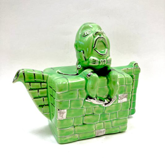 Lingard, Teapot, Figural, Humpty Dumpty, Vintage, Lime Green, Silver Trimmed, England, 830, 10L