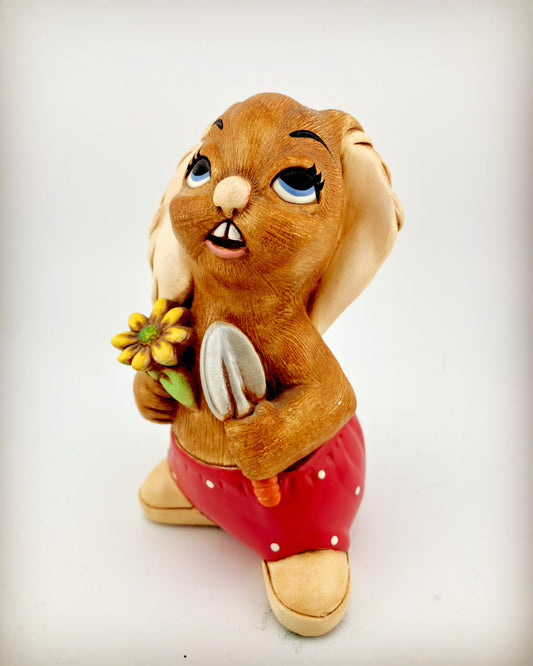 Pendelfin, Blossom, Gardener, England, Vintage,  Figurine, Figurines, Rabbit, Bunny, Stonecraft, Collectible