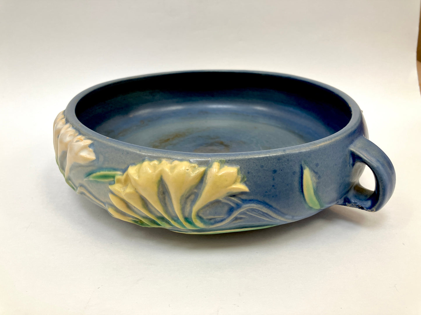 Handled, Bowl, Roseville, U.S.A., Freesia, Green, Blue, 465-8", Centrepiece, Console
