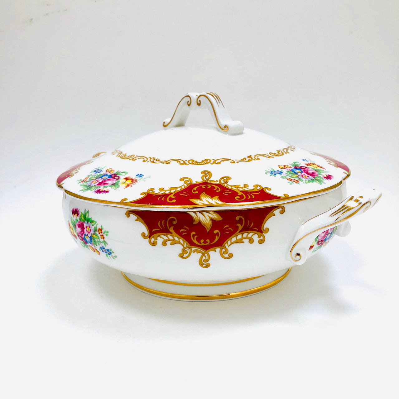 Royal Albert, Canterbury, Two handled, Vegetable, Covered, Bowl, Casserole, Vintage, England, Steampunk