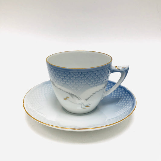 B & G, Bing and Grondahl, Seagull, Bird, Flying, Cup and Saucer, Tea Cup, Blue, White, Vintage