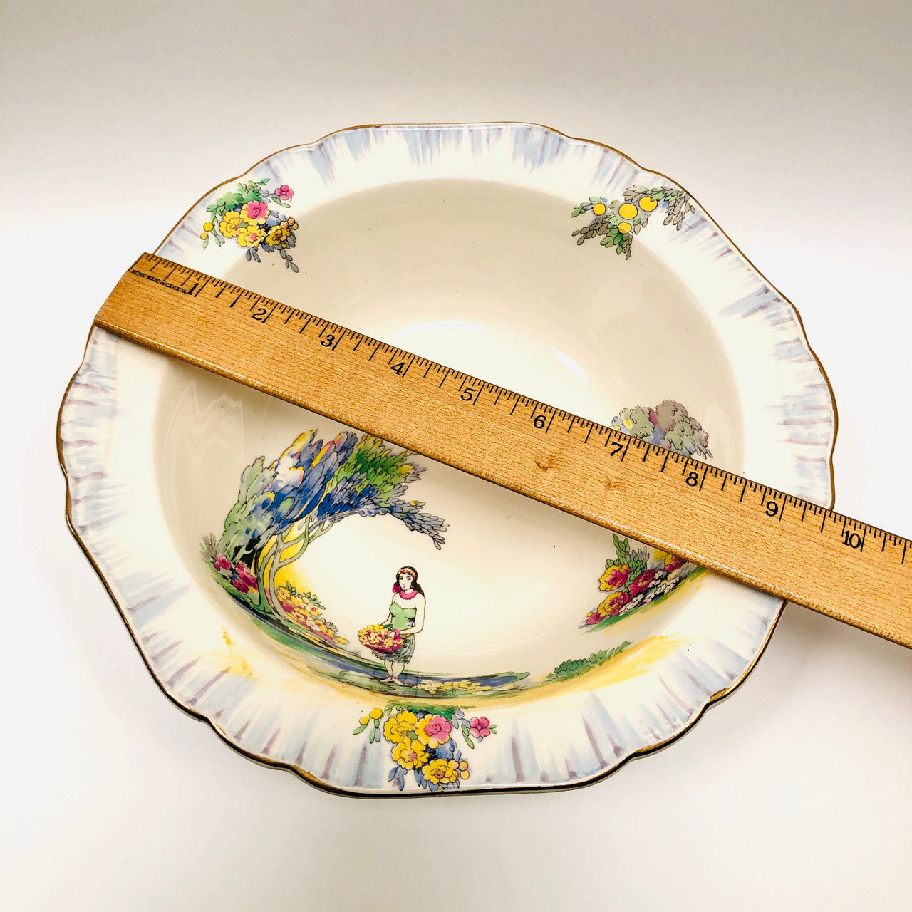 H & K Tunstall, Hollinshead & Kirkham, Vintage, Ceramic, Bowl, Hawaiian, Rimmed,