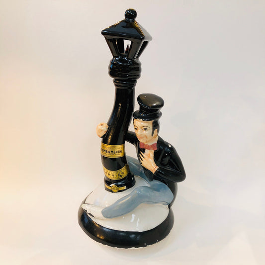 Mid-Centry, Ceramic, Figural, Decanter, Garnier, Creme de Menthe, Tipsy, Gentleman, Top Hat, Lamp Post, France, Modele Esclusif GARNIER Liqueurs ENGHIEN~FRANCE