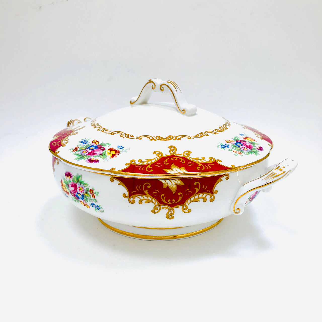 Royal Albert, Canterbury, Two handled, Vegetable, Covered, Bowl, Casserole, Vintage, England, Steampunk