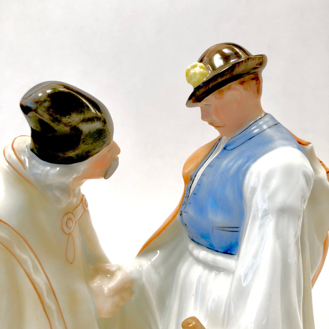 Herend, 5506, Figurine, Two Men, Gentlemen, Farewell, Handshake, Father and Son, Hungary, Porcelain, Vintage, Mid-Century,