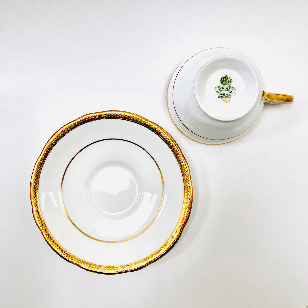 Aynsley, Elizabeth, Gold Encrusted, Laurel, Cup, Saucer, Teacup, Cup and Saucer, Fine Bone China, Vintage, Steampunk