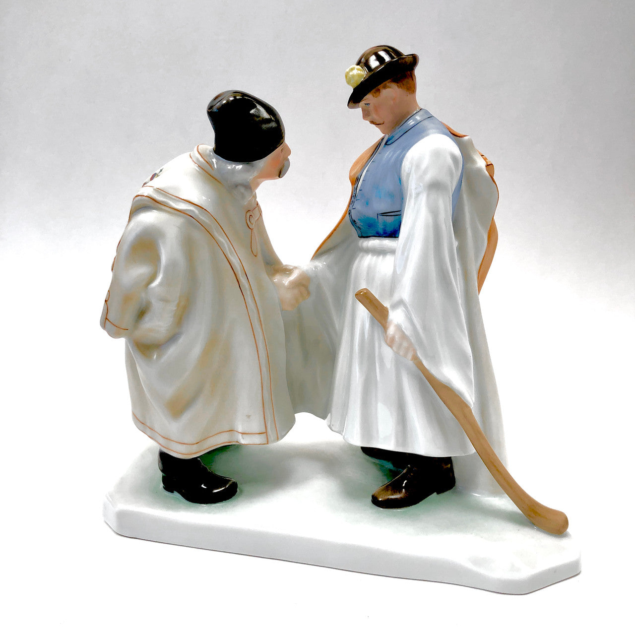 Herend, 5506, Figurine, Two Men, Gentlemen, Farewell, Handshake, Father and Son, Hungary, Porcelain, Vintage, Mid-Century,