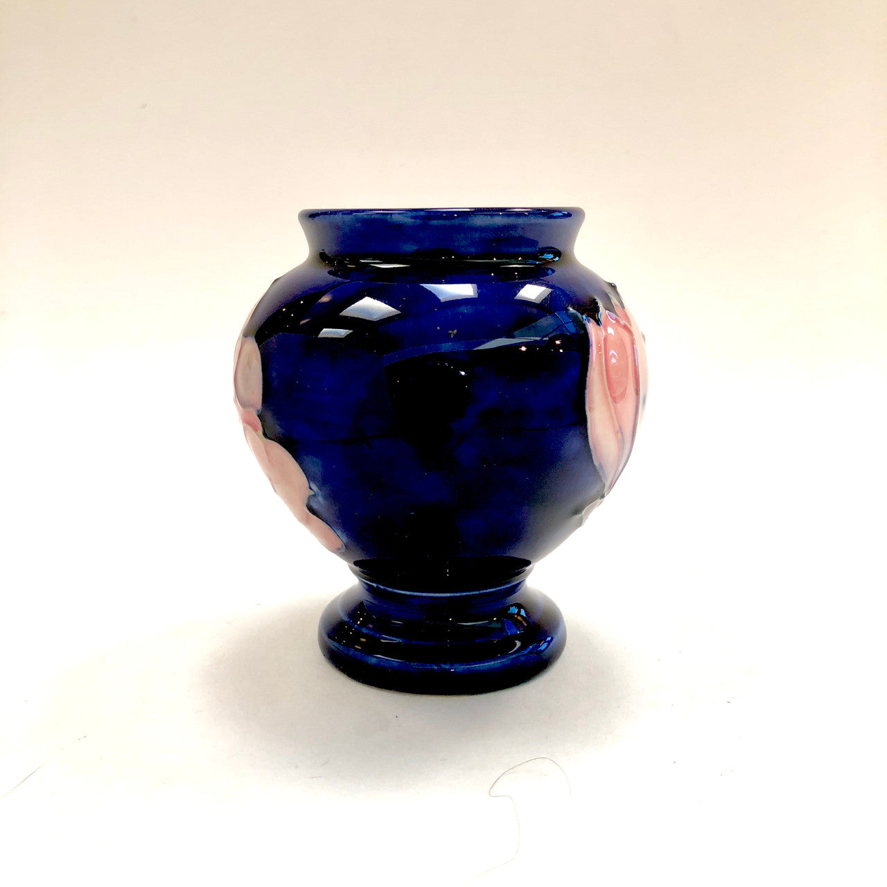 Moorcroft, Magnolia, Vase, Vintage, England, Walter, Ceramic, Pink, Cobalt Blue