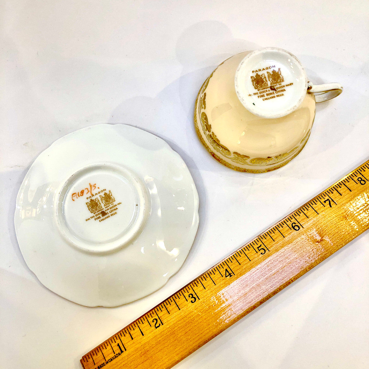 Paragon, Peach, Demitasse, Cup, Saucer, Cup and Saucer, Vintage, Fine Bone China, England, Double Warrant,