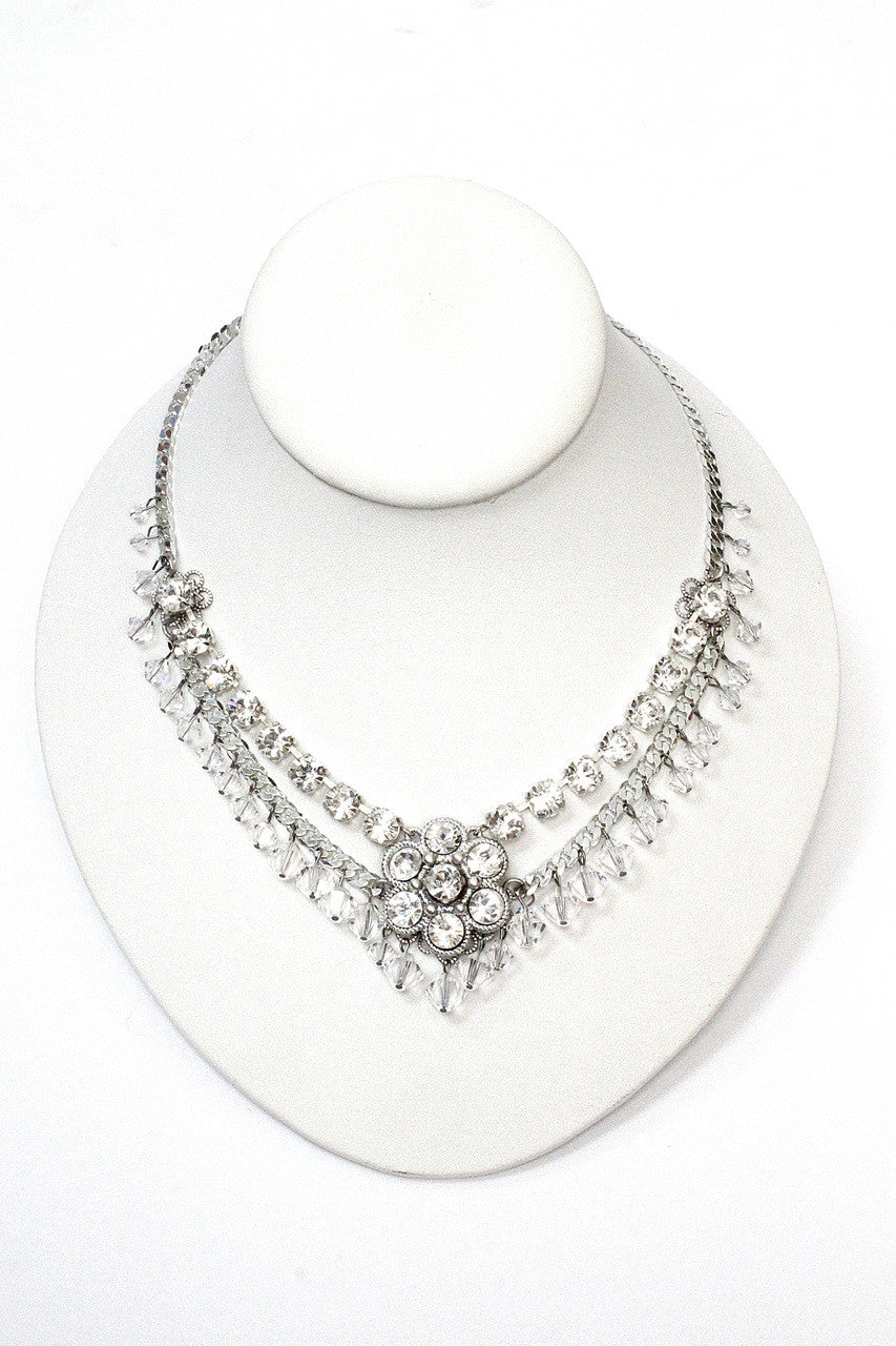 Michal Negrin, Silver, Clear, Crystal, Necklace, #15577