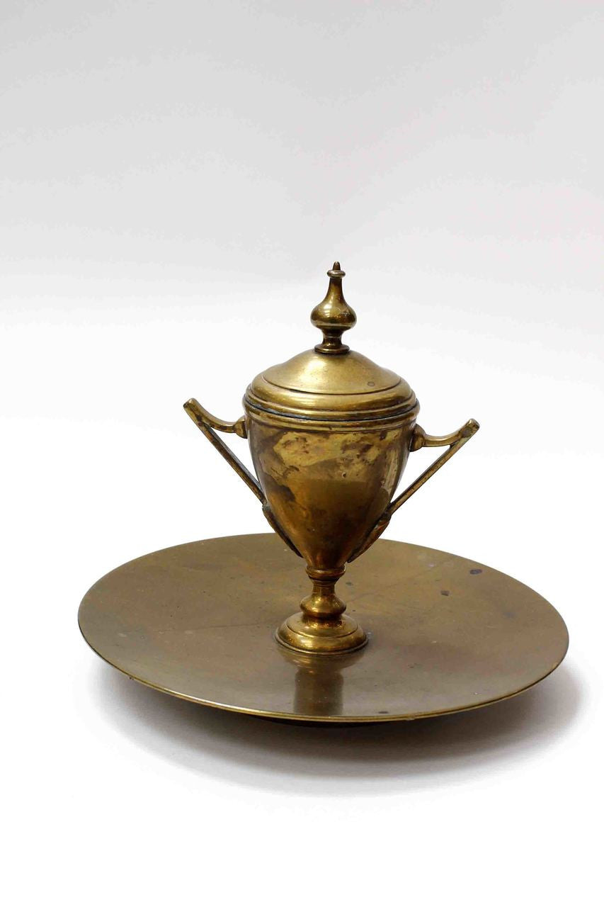 Vintage Brass Inkwell, 1920s - 1940s