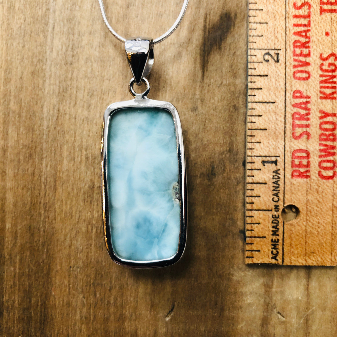 Sterling Silver, Larimar, Crystal, Semi-Precious, Pendant, Rectangular