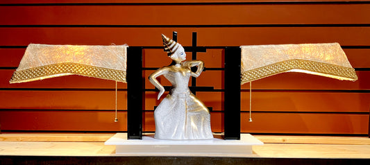 Gerry Moss, Hedi Schoop, Lucite, Table Lamp, Retro, Mid-Century, Thai Figurine, Ceramic,