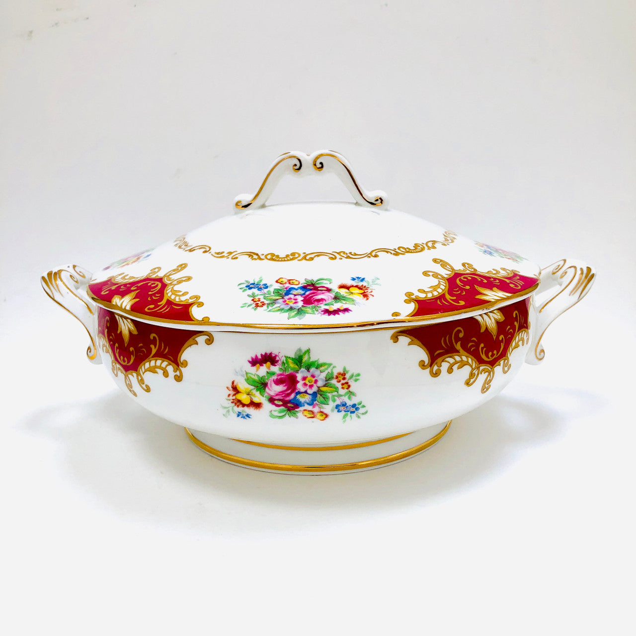 Royal Albert, Canterbury, Two handled, Vegetable, Covered, Bowl, Casserole, Vintage, England, Steampunk