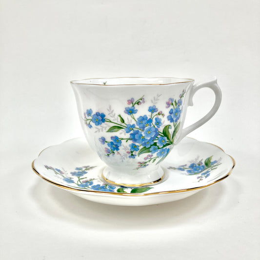 Royal Albert, Forget-Me-Not, Cup, Teacup, Tea cup, Saucer, Vintage, Blue Flowers, Floral, Fine Bone China, England