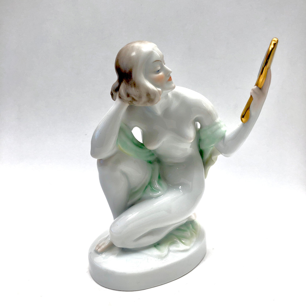 Herend, 5724, Figurine, Female, Nude, with Hand Mirror, Hungary, Porcelain, Vintage, Mid-Century,