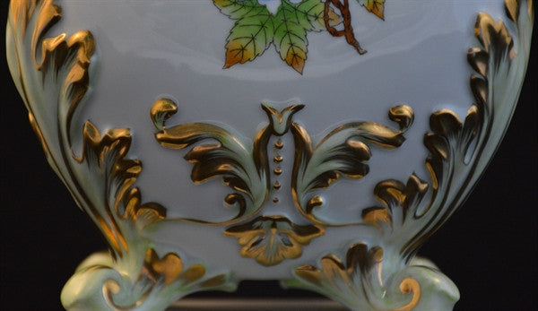 Herend, Hand Painted, Victoria Pattern, Vase, Vintage, Ceramic, Porcelain, Butterflies, Flowers
