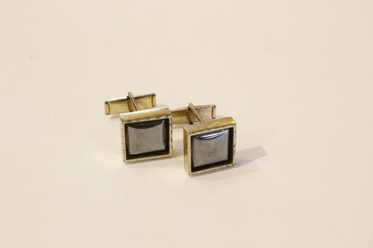 Vintage cufflinks - gold tone, hematite centre