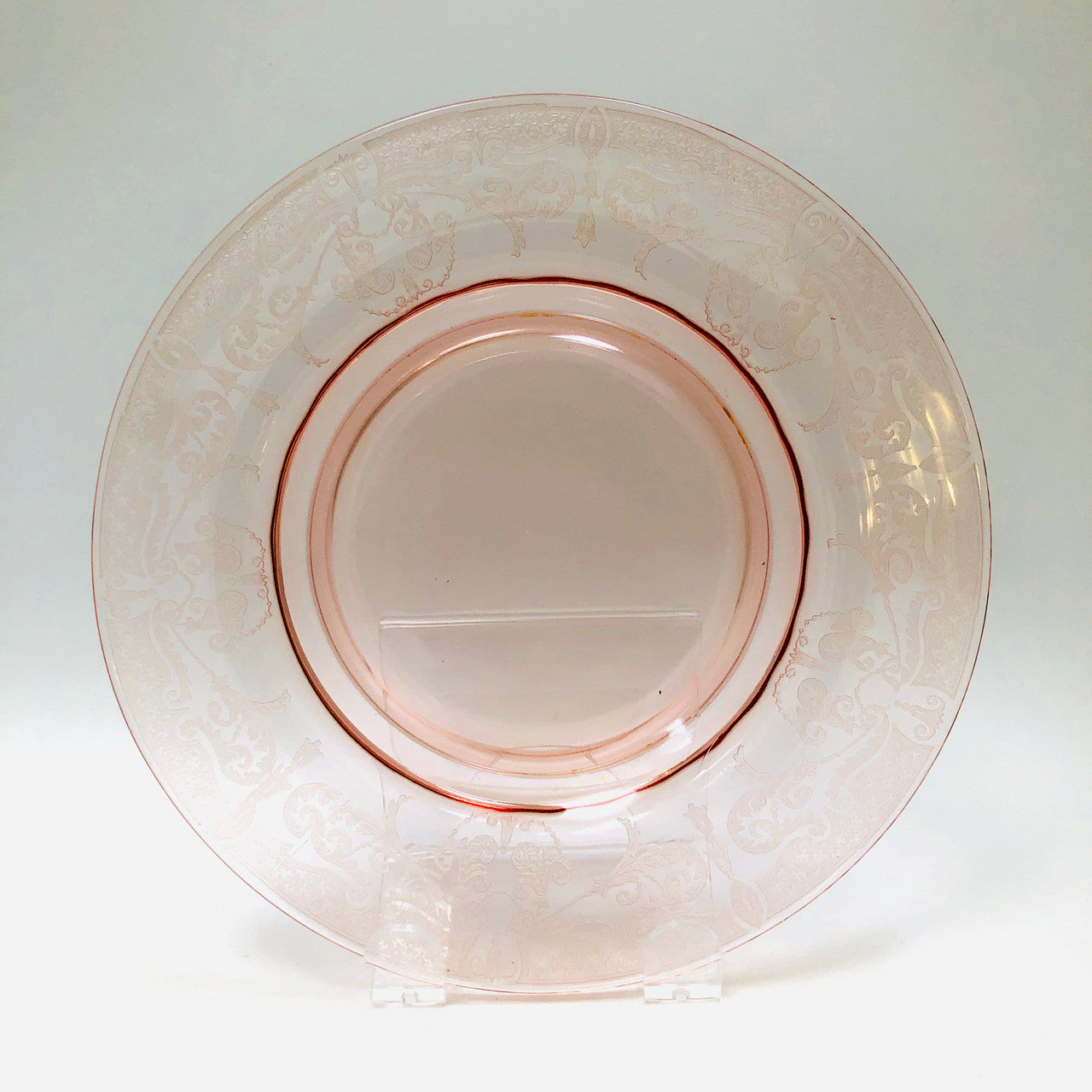 Cambridge, Vintage, Pink, Glass, Plate, Etched, #520