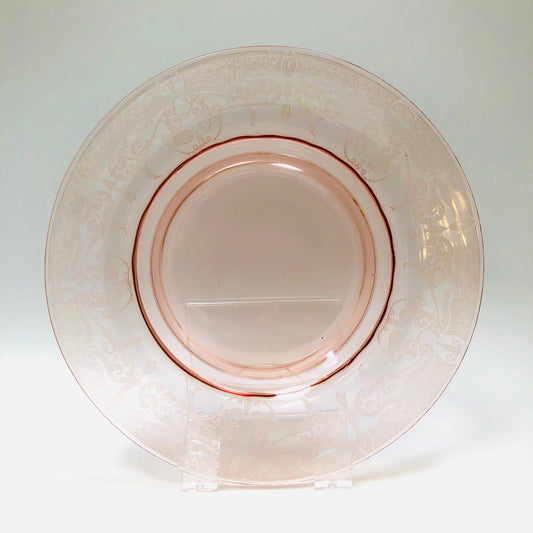 Cambridge, Vintage, Pink, Glass, Plate, Etched, #520