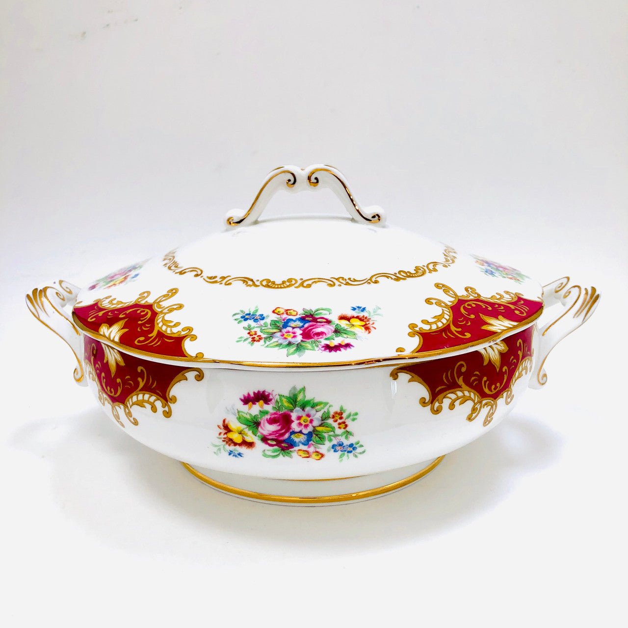 Royal Albert, Canterbury, Two handled, Vegetable, Covered, Bowl, Casserole, Vintage, England, Steampunk