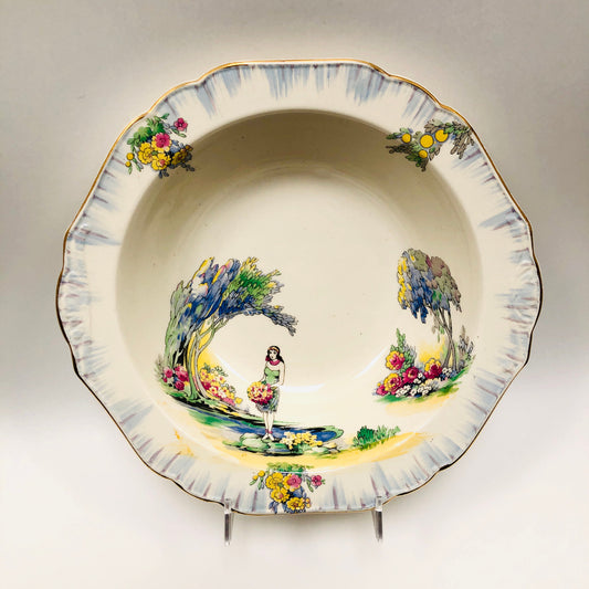 H & K Tunstall, Hollinshead & Kirkham, Vintage, Ceramic, Bowl, Hawaiian, Rimmed,