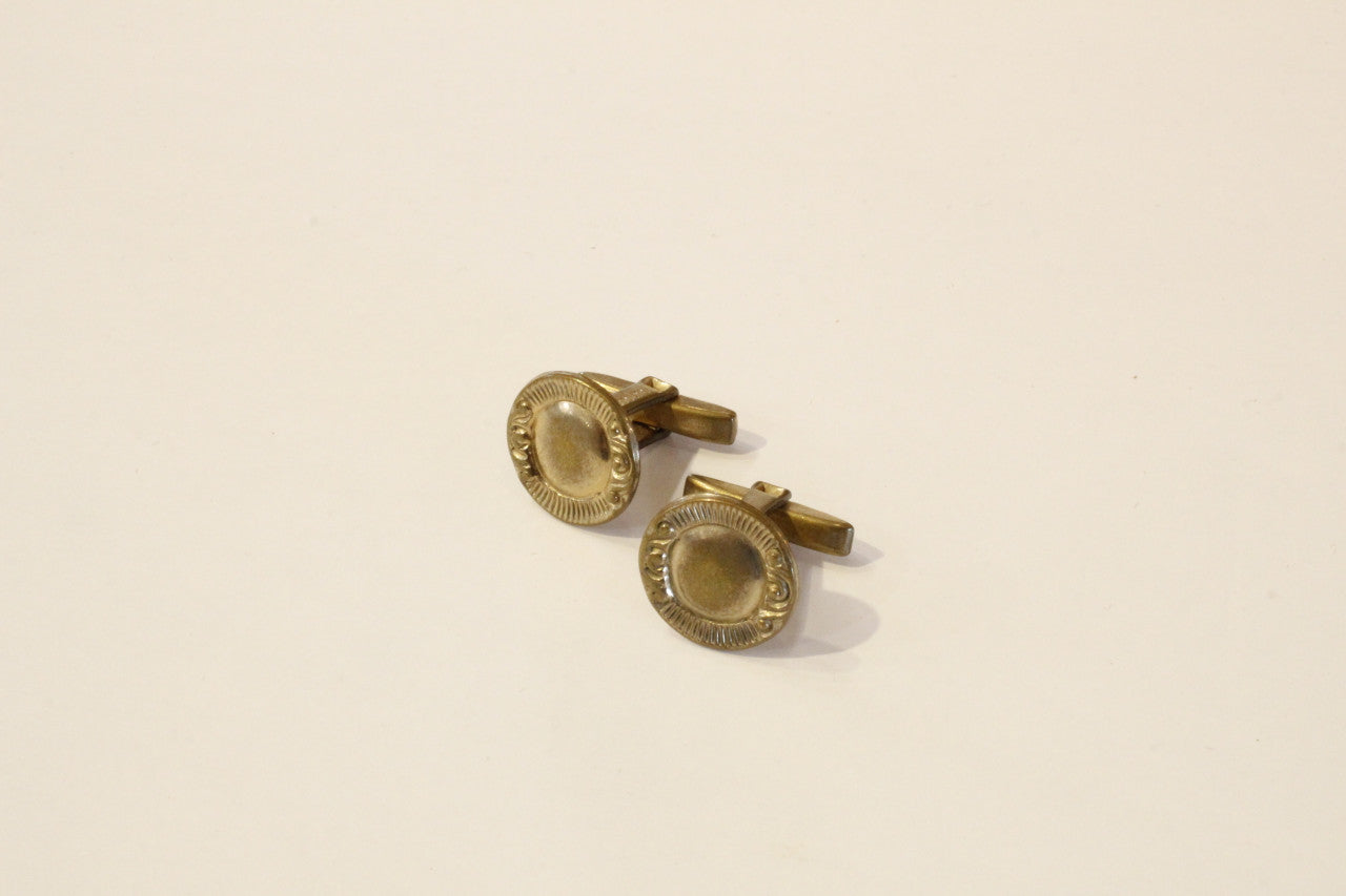Woolno vintage gold tone round cufflinks