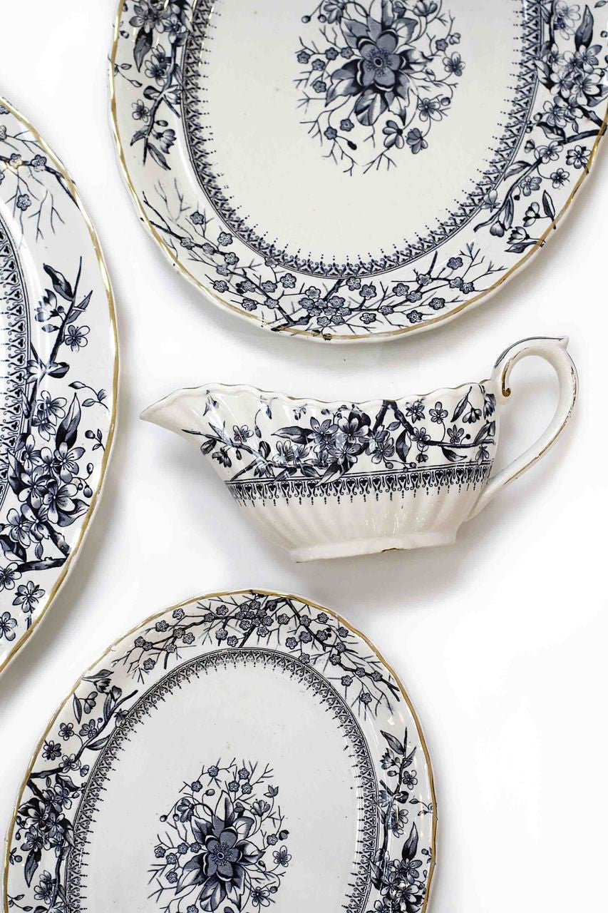 Antique, Set, Platters, Graduated, Gravy Boat, 1884
