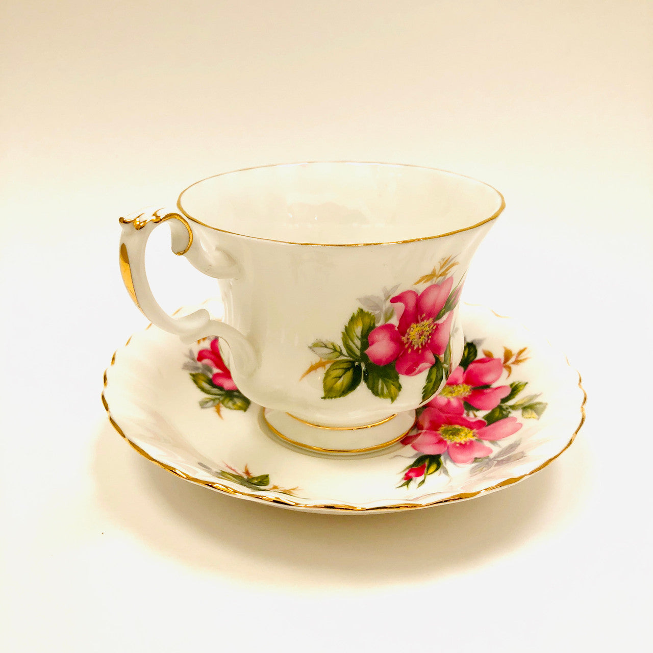 Royal Albert, Alberta, Prairie Rose, Montrose, Tea cup, Cup, Saucer, Cup and Saucer, Teacup, Wild Rose, Pink, Rose, Floral, Vintage