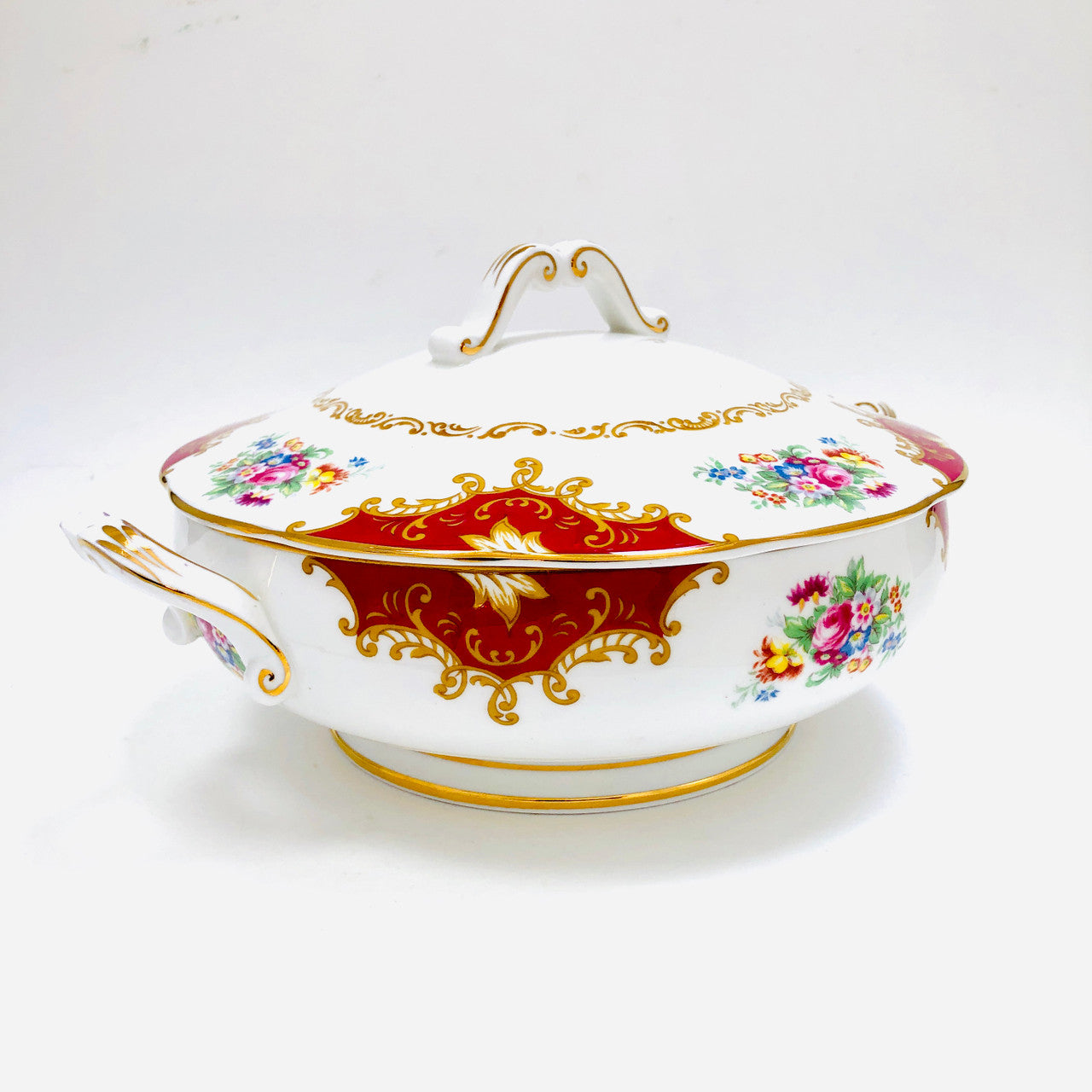 Royal Albert, Canterbury, Two handled, Vegetable, Covered, Bowl, Casserole, Vintage, England, Steampunk